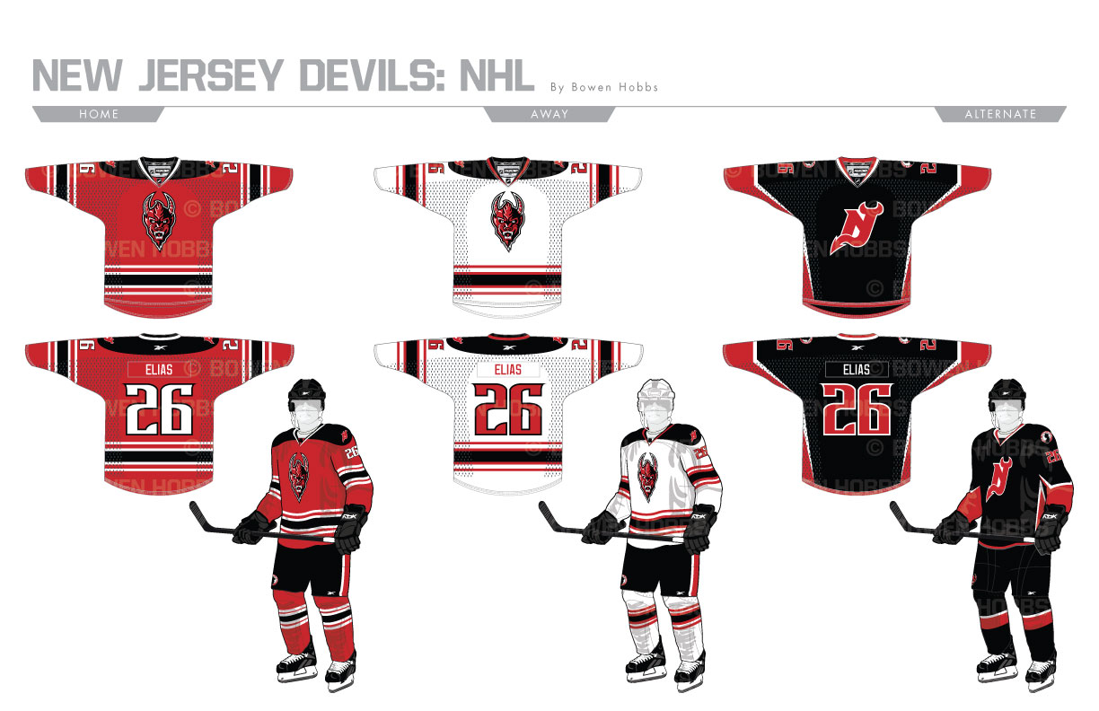 Took another stab at a partial rebrand concept for the Devils. Thoughts? :  r/hockeyjerseys