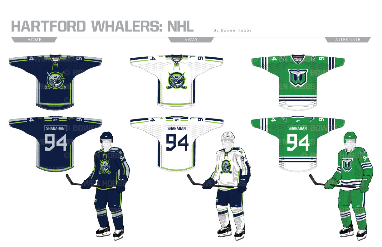 Hartford Whalers concept jerseys (the second features the logo of