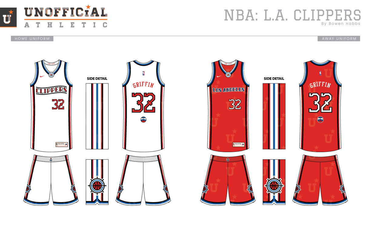 Los Angeles Clippers Home Uniform  Los angeles clippers, Polo shirt  design, Jersey design