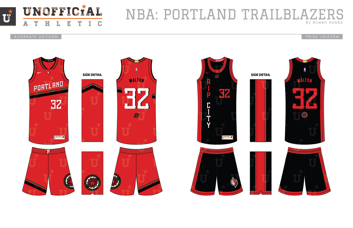 Portland Trail Blazers Alternate Uniform  Sports apparel design, Trail  blazers, Portland trailblazers