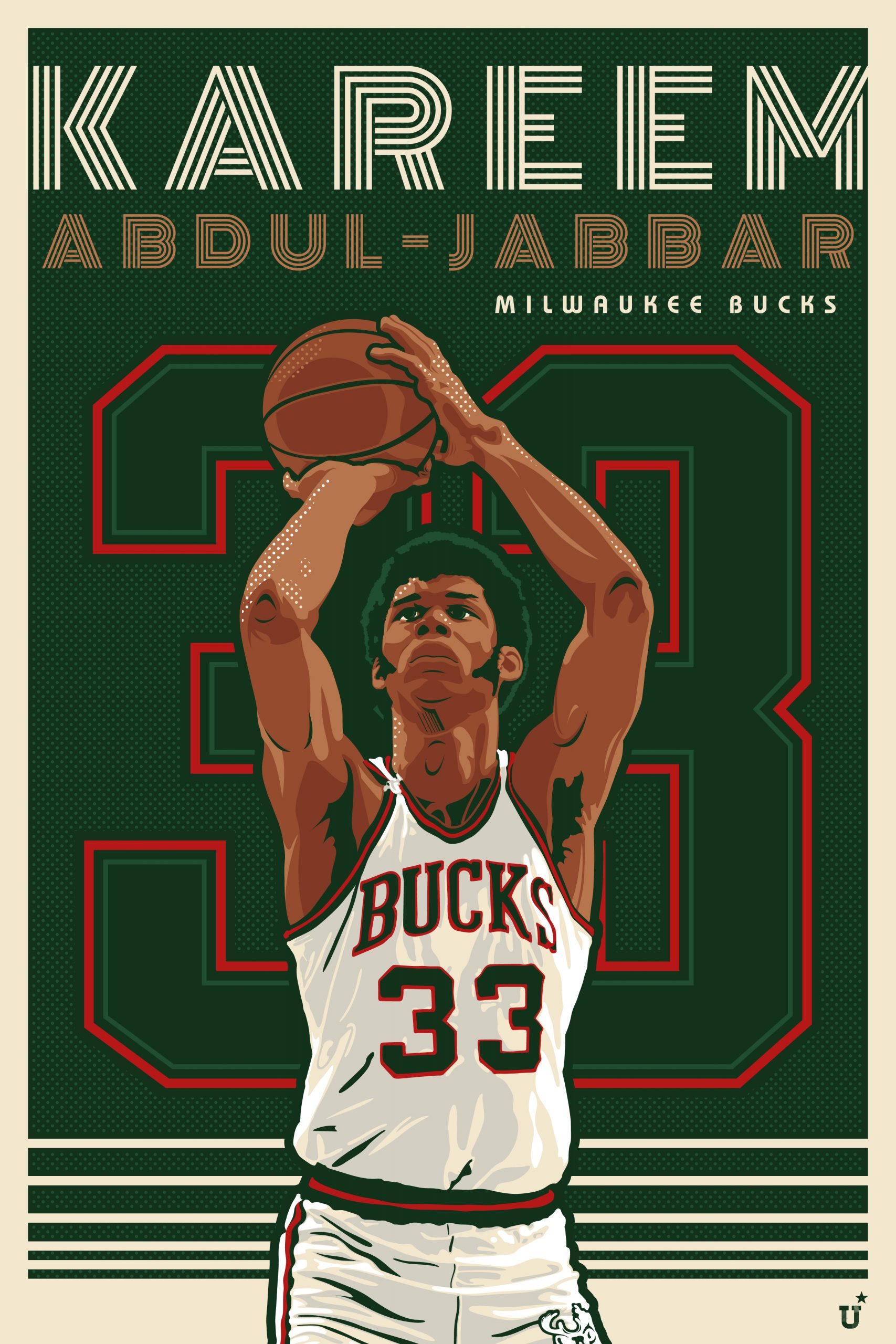 Kareem Abdul Jabbar Milwaukee Bucks, an art print by ArtStudio 93 - INPRNT