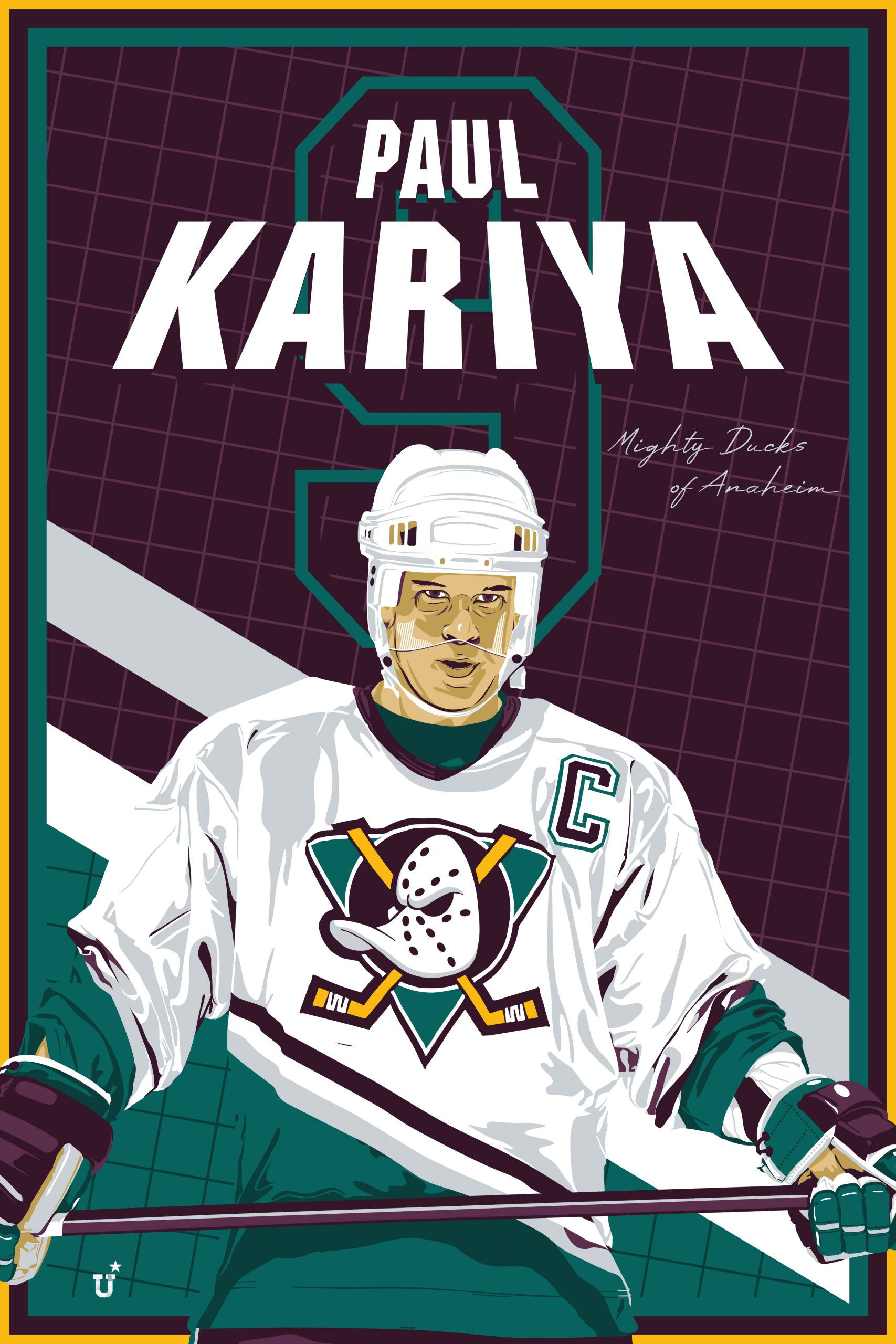 Paul Kariya On Frozen Pond Anaheim Mighty Ducks Poster - Costacos 1995